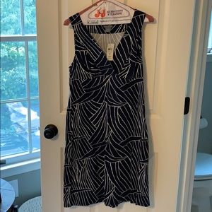 Navy and white soft jersey Ann Taylor dress